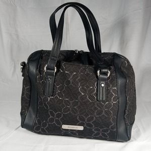 New ROSETTI Mindy Black Shimmer Floral Pattern Purse Handbag Bag - Flower, Shiny